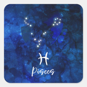 Vissen Zodiac Sterrenbeeld Blauwe Melkweg Hemellic Vierkante Sticker