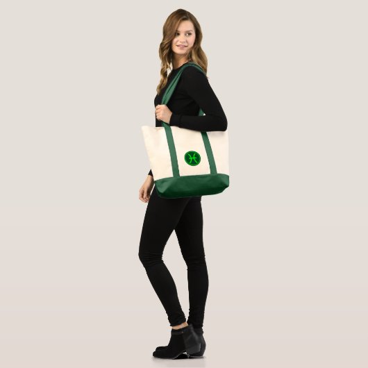 Vissen Zodiac Symbool Groen Contrast Tote Bag (Voorkant (model))