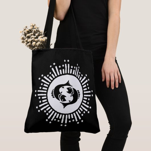 Vissen Zodiac Symbool met Hemelse Starburst Tote Bag (Dichtbij)