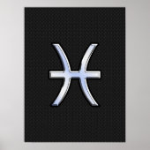 Vissen Zodiac Symbool op Zwarte Slangenhuid Stijl Poster (Voorkant)