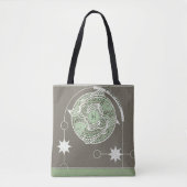 Vissen Zodiac teken Groene en Grijze Mandala Tote Bag (Voorkant)