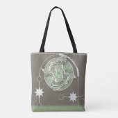 Vissen Zodiac teken Groene en Grijze Mandala Tote Bag (Achterkant)