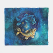 Vissen Zodiac Teken Waterverf Ontwerp Fleece Deken (Voorkant (Horizontaal))