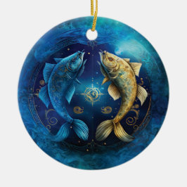 Vissen Zodiac Teken Waterverf Ontwerp Keramisch Ornament