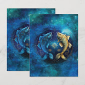 Vissen Zodiac Teken Waterverf Ontwerp Notitiekaartje (Voorkant / Achterkant)