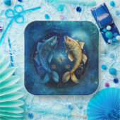 Vissen Zodiac Teken Waterverf Ontwerp Papieren Bordje (Feest)