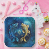 Vissen Zodiac Teken Waterverf Ontwerp Papieren Bordje (Feest)