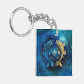 Vissen Zodiac Teken Waterverf Ontwerp Sleutelhanger (Voorkant Links)