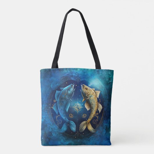 Vissen Zodiac Teken Waterverf Ontwerp Tote Bag (Achterkant)