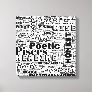 Vissen Zodiac Word Cloud Inspiratie Canvas Afdruk