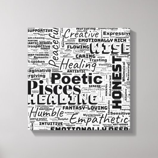 Vissen Zodiac Word Cloud Inspiratie Canvas Afdruk (Voorkant)
