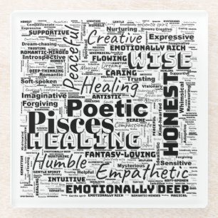 Vissen Zodiac Word Cloud Inspiratie Glazen Onderzetter