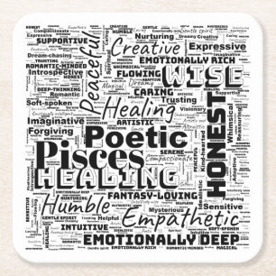 Vissen Zodiac Word Cloud Inspiratie Kartonnen Onderzetters