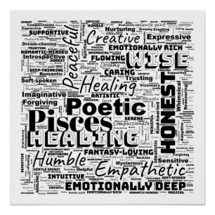 Vissen Zodiac Word Cloud Inspiration Square (L) Perfect Poster