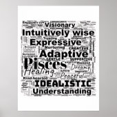 Vissen Zodiac Word Cloud - Inspirerend fotokunst Poster (Voorkant)