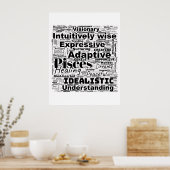 Vissen Zodiac Word Cloud - Inspirerend fotokunst Poster (Keuken)