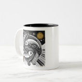 Vissen Zodiac Zwart-witte koffie Mok (Voorkant links)