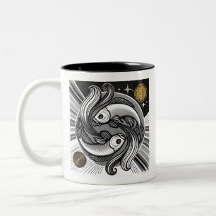 Vissen Zodiac Zwart-witte koffie Mok