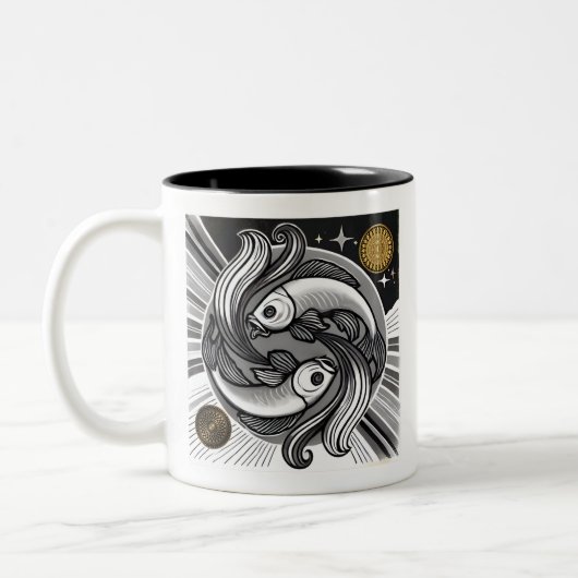 Vissen Zodiac Zwart-witte koffie Mok (Links)