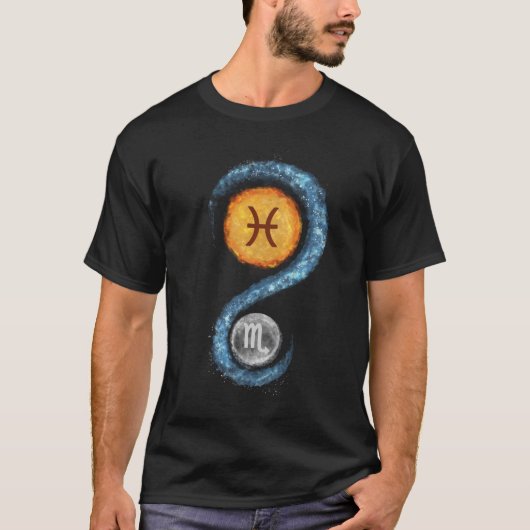 Vissen Zon Schorpioen Maan Zodiac teken T-shirt (Voorkant)