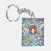 Vissen Zonsondergang Sleutelhanger (Voorkant Links)