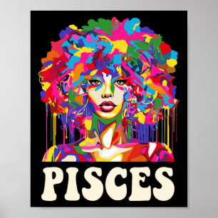 Vissen Zwart Meisje Afro-Amerikaanse Vrouw Art Geb Poster