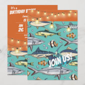 Vissen Zwemmelder Mural Birthday Basparty Kaart (Voorkant / Achterkant)
