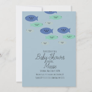 Vissen Zwemmen Aquarium Blauwe Baby Shower Kaart