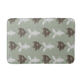 Vissen zwemmen Grafische bruine grijs op elke kleu Badmat