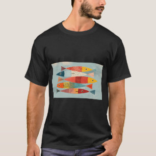 Vissen zwemmen in een helder patroon t-shirt