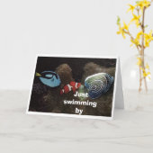 VISSEN ZWEMMEN LANGS OM HALLO EN GELUKKIGE MOEDERD KAART (Gele Bloem)