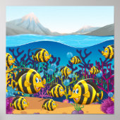 vissen zwemmen onder het zee poster (Voorkant)