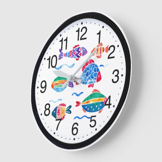 Vissen zwemmen schattige badkamerklok grote klok (Hoek)