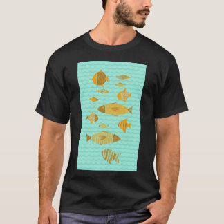 Vissen zwemmend in een blauwe zee t-shirt