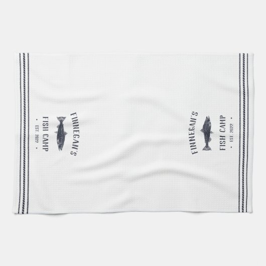 Vissencamp voor de marine & White Rustic Theedoek (Horizontaal)