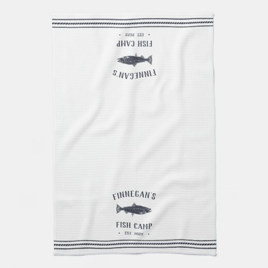 Vissencamp voor de marine & White Rustic Theedoek (Verticaal)