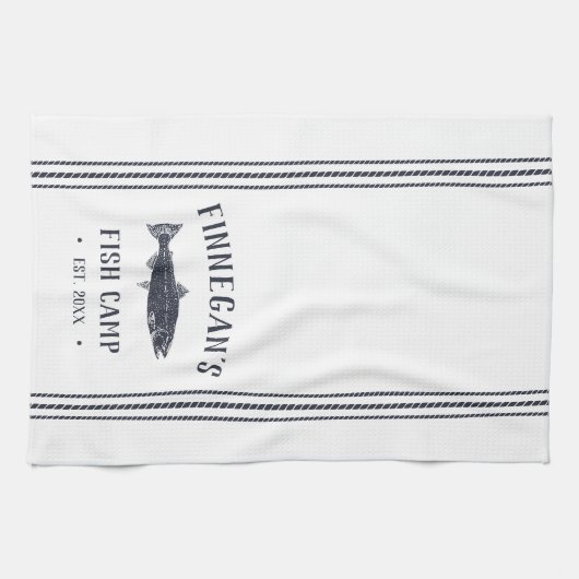 Vissencamp voor de marine & White Rustic Theedoek (Horizontaal)