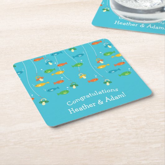 Vissend Baby shower Kartonnen Onderzetters (Schuin)