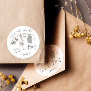 Vissend Baby shower Ronde Sticker