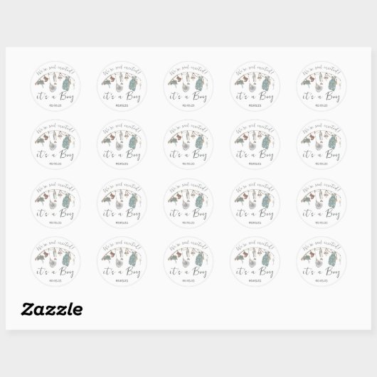 Vissend Baby shower Ronde Sticker (Vel)