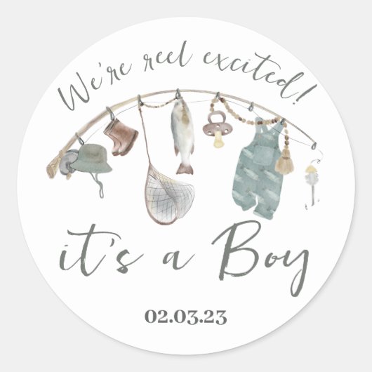 Vissend Baby shower Ronde Sticker (Voorkant)
