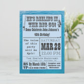 Vissende 50e verjaardag uitnodiging met water (Staand voorkant)