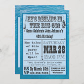 Vissende 50e verjaardag uitnodiging met water (Voorkant / Achterkant)