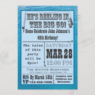 Vissende 50e verjaardag uitnodiging met water