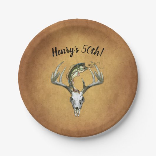 Vissende 50e verjaardag van de jacht papieren bordje (Voorkant)