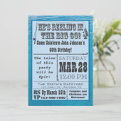 Vissende 60e verjaardag uitnodiging met water (Staand voorkant)