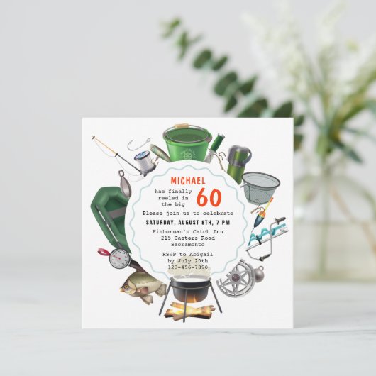 Vissende 60e verjaardag van de visserij buitenshui kaart (Staand voorkant)