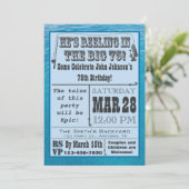 Vissende 75e verjaardag uitnodiging met water (Staand voorkant)