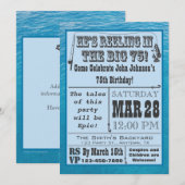 Vissende 75e verjaardag uitnodiging met water (Voorkant / Achterkant)