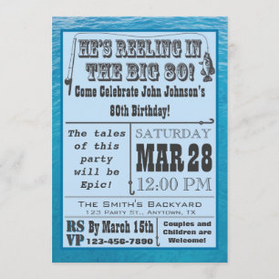 Vissende 80e verjaardag uitnodiging met water